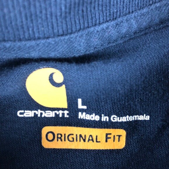 Carhartt Mens Long Sleeve Henley Shirt Pocket Original Fit Workwear Blue - Picture 3 of 5